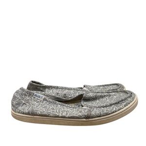 Roxy Minnow Blue Grey Floral Casual Flat Sneakers 8.5